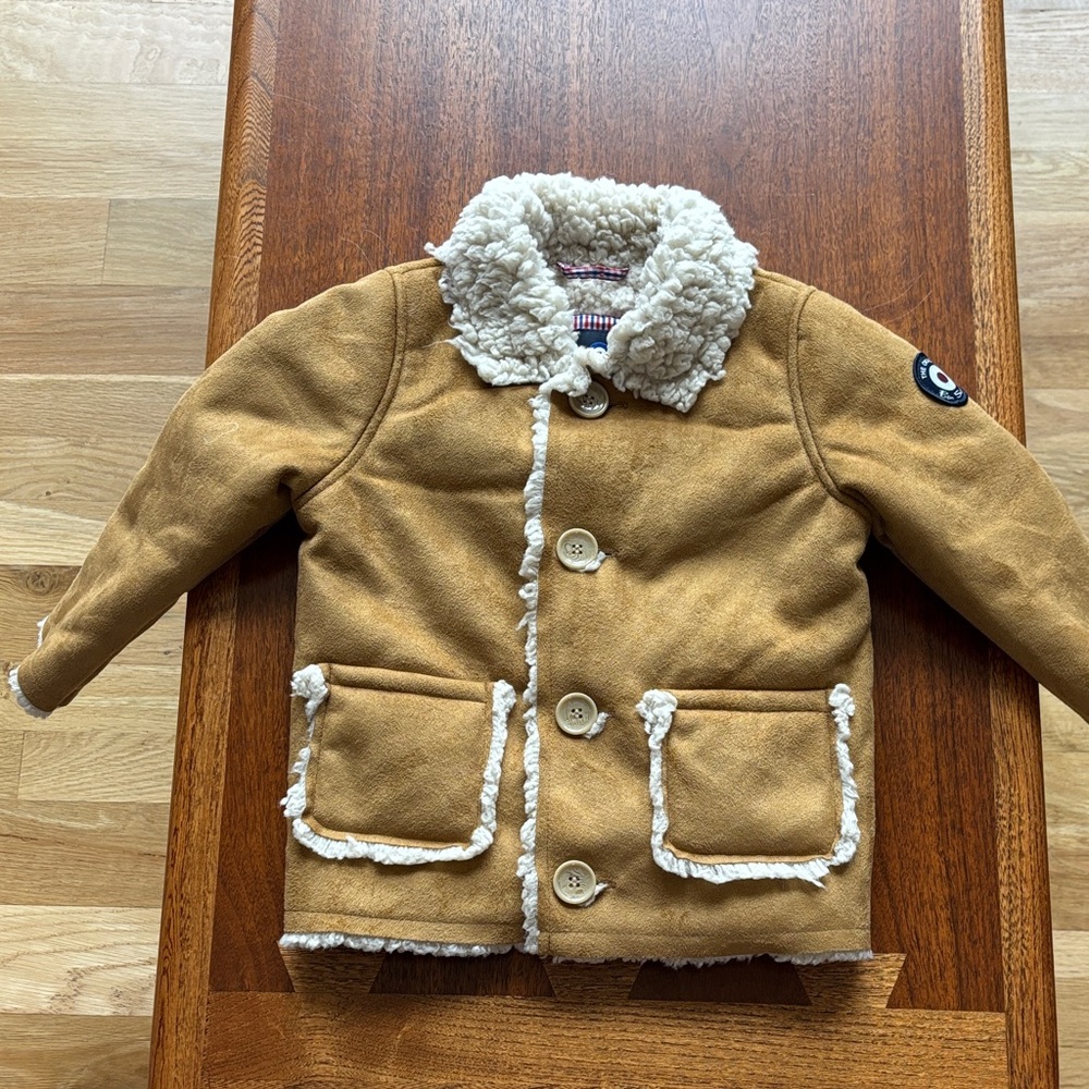 Ben Sherman Boys Toddler Faux Fur Sherpa Jacket Beige 24 mo/2T